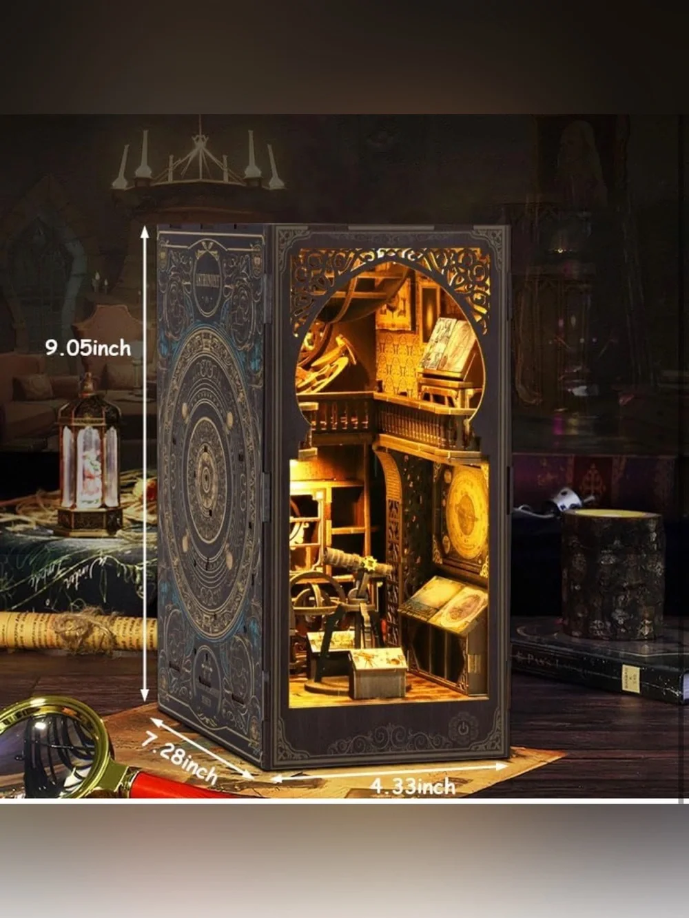 3D Wooden Book Nook Kit Museum of Astronomy with Lights